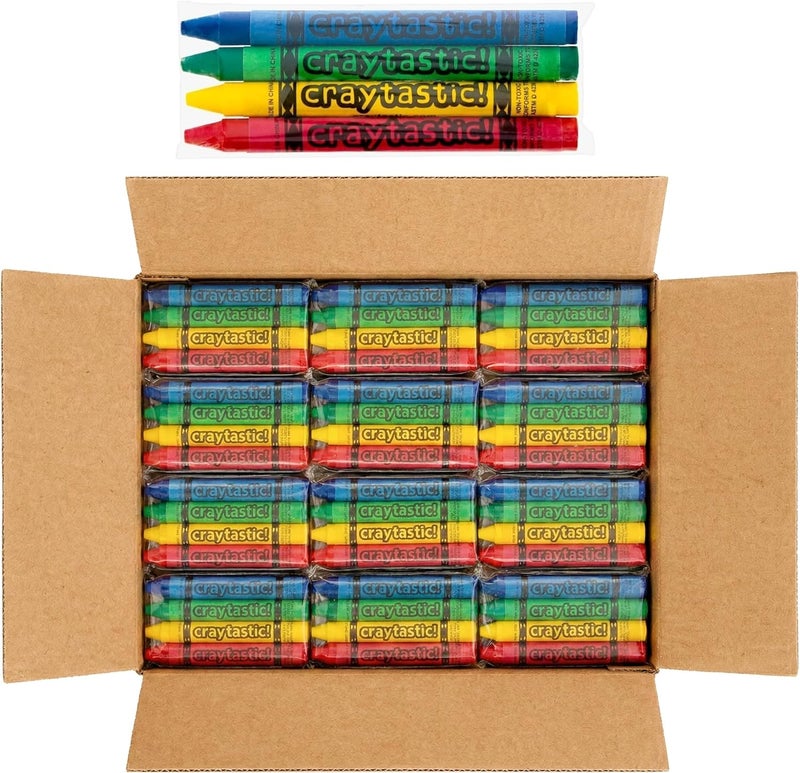 Craytastic ! (312 4-Packs of Premium Crayons (Red, Green, Blue, Yellow) Safety Tested Compliant with ASTM D-4236 (1248 Total) - Image 1